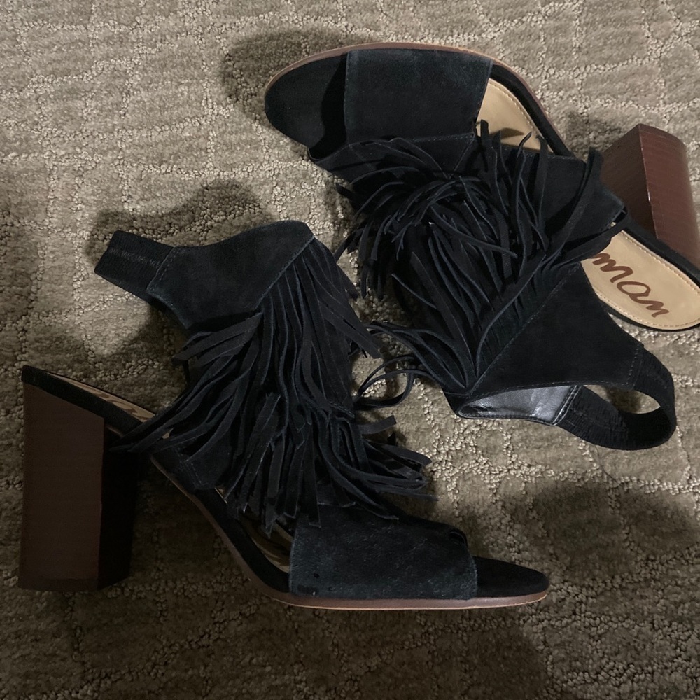 Sam Edelman Elaine Leather Sandal Black Suede 8 M